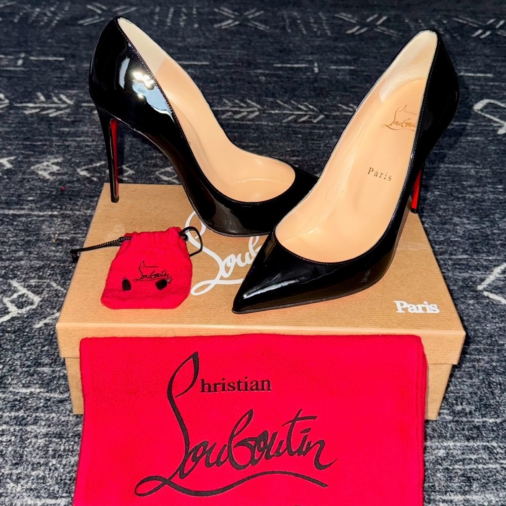 Christian Louboutin Glossy Black Heels with Red Soles
